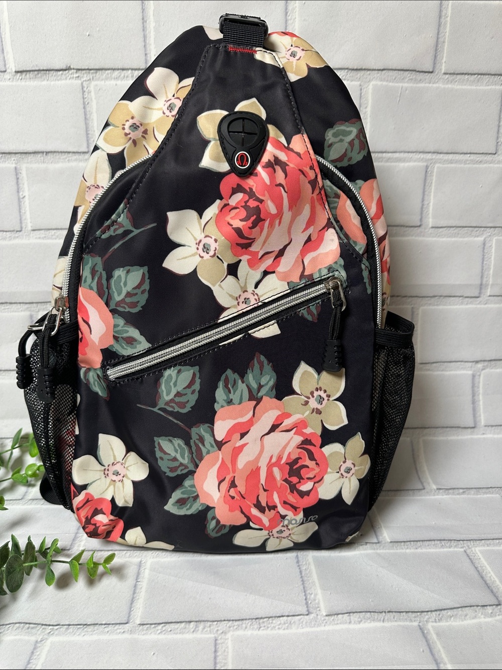 Mosiso Floral Sling Backpack with Multiple Storage Compartments